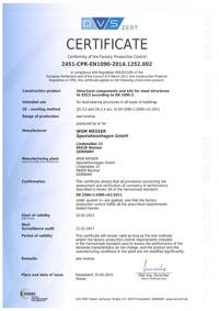 Zertifikat DIN EN 1090-2:2009